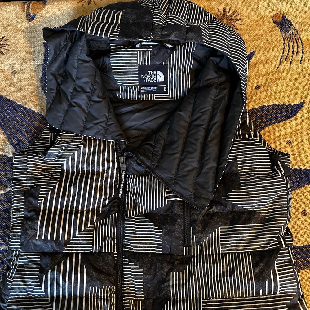 The North Face Green and White Hooded Vest